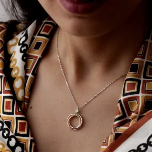 Collier argent Rhodié Garanti 3 cercles 3 tons sans pierres