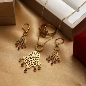 Ensemble 3 pièces acier inoxydable khamsa couleurs vcl