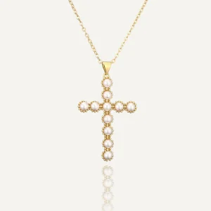 Collier Croix Perle Divine