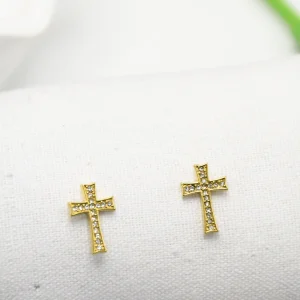 Boucles Croix Élégance Pavée