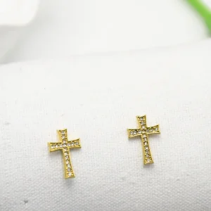 Boucles Croix Élégance Pavée