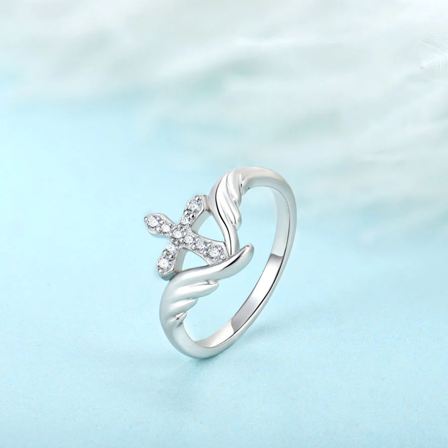 Bague Croix Femme Ange – Image 2