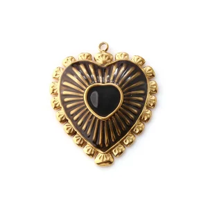 Charms Coeur Ex Voto émail Noir