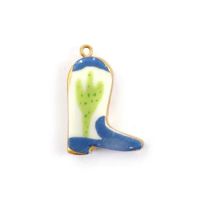 Charms Santiag Blanc Bleu Cactus Vert