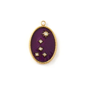 Charms Médaille Oval Strass Violet