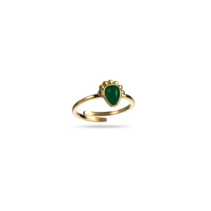 Bague PETITE GOUTTE – Doré & Vert Emeraude