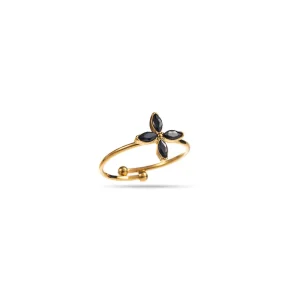 Bague TREFLE FLEUR – Doré & Noir