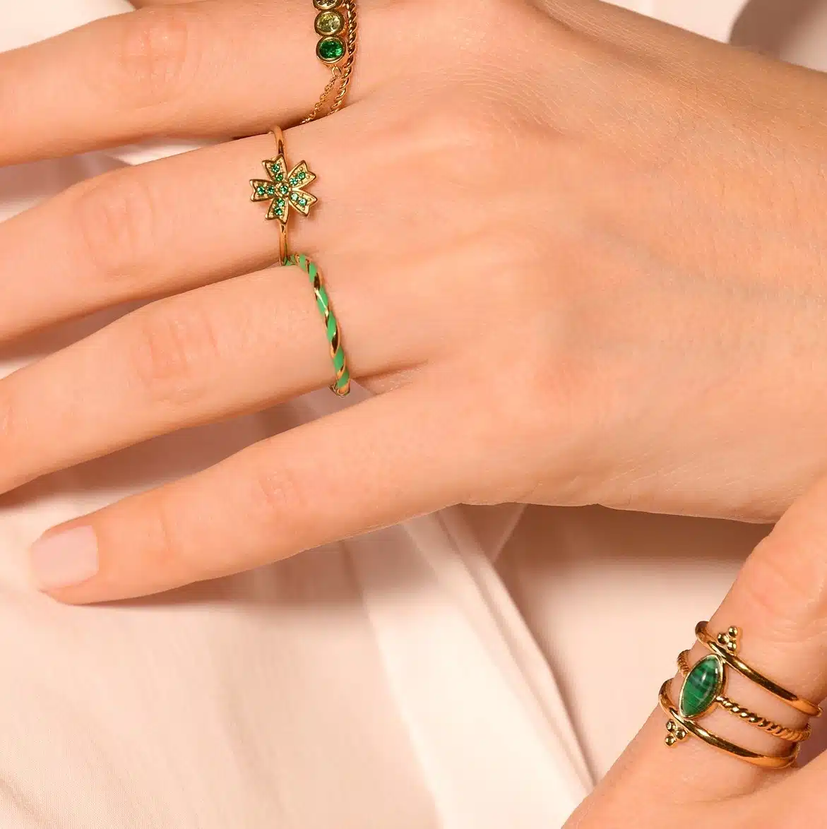 Bague TANIE – Doré & Bleu clair – Image 2