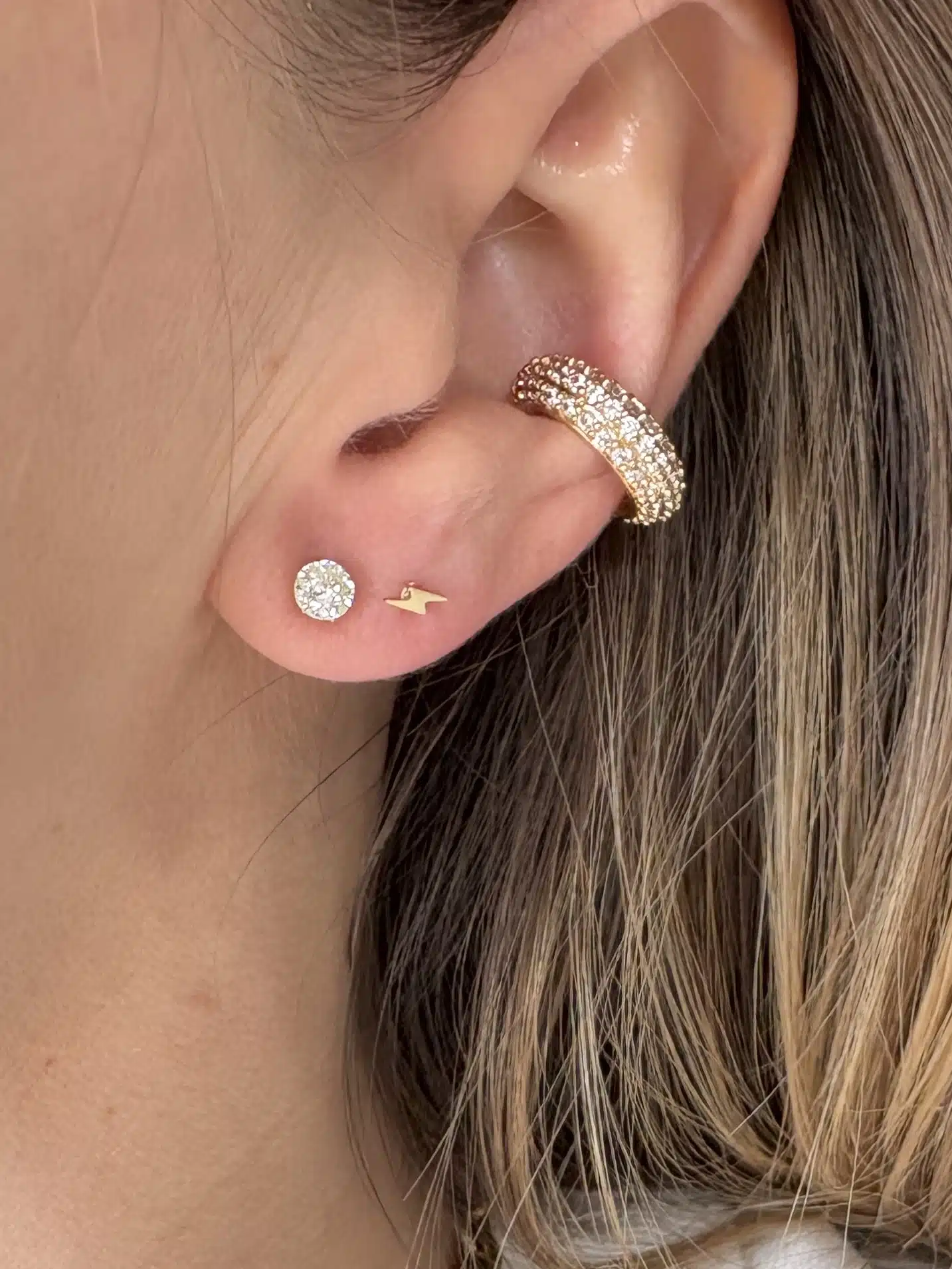 Puces d’oreilles SOLITAIRE BIG – Doré – Image 2