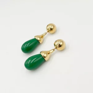 Boucles d&rsquo;oreilles pendentes AMELIA – Doré & Vert