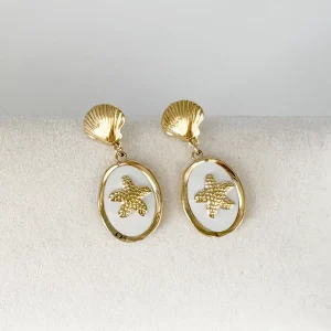 Boucles d&rsquo;oreilles THAIS – Doré & Nacre