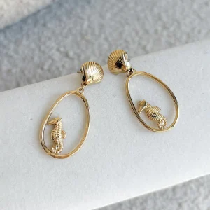 Boucles d&rsquo;oreilles HIPPOCAMPE – Doré