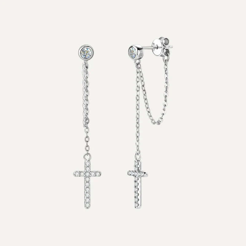 Boucles D'Oreilles Croix Plaqué Or – Image 3