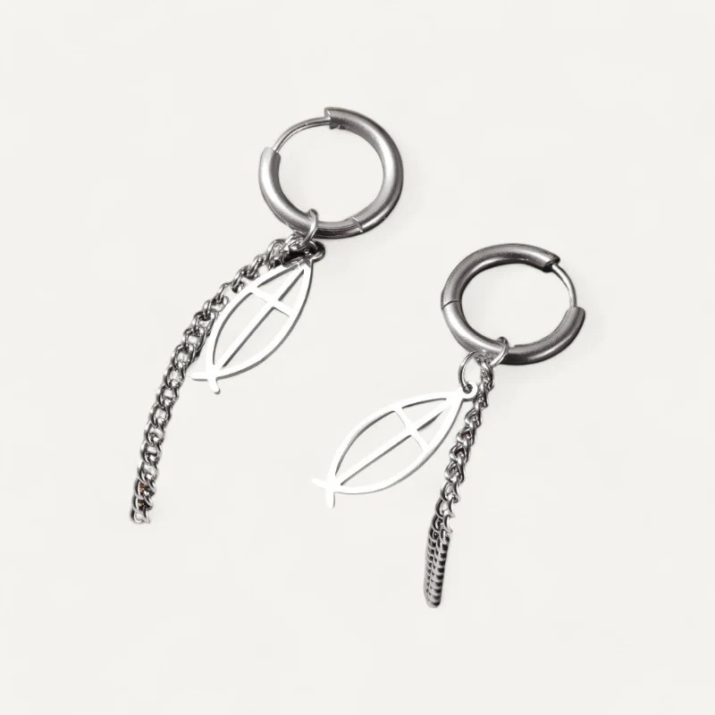 Boucles d'Oreilles Croix de Poisson – Image 3