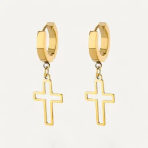 Boucles d'Oreilles Pendantes avec Croix