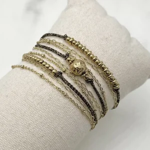 BRACELET DOUBLE TOUR HELENA – DORÉ & NOIR