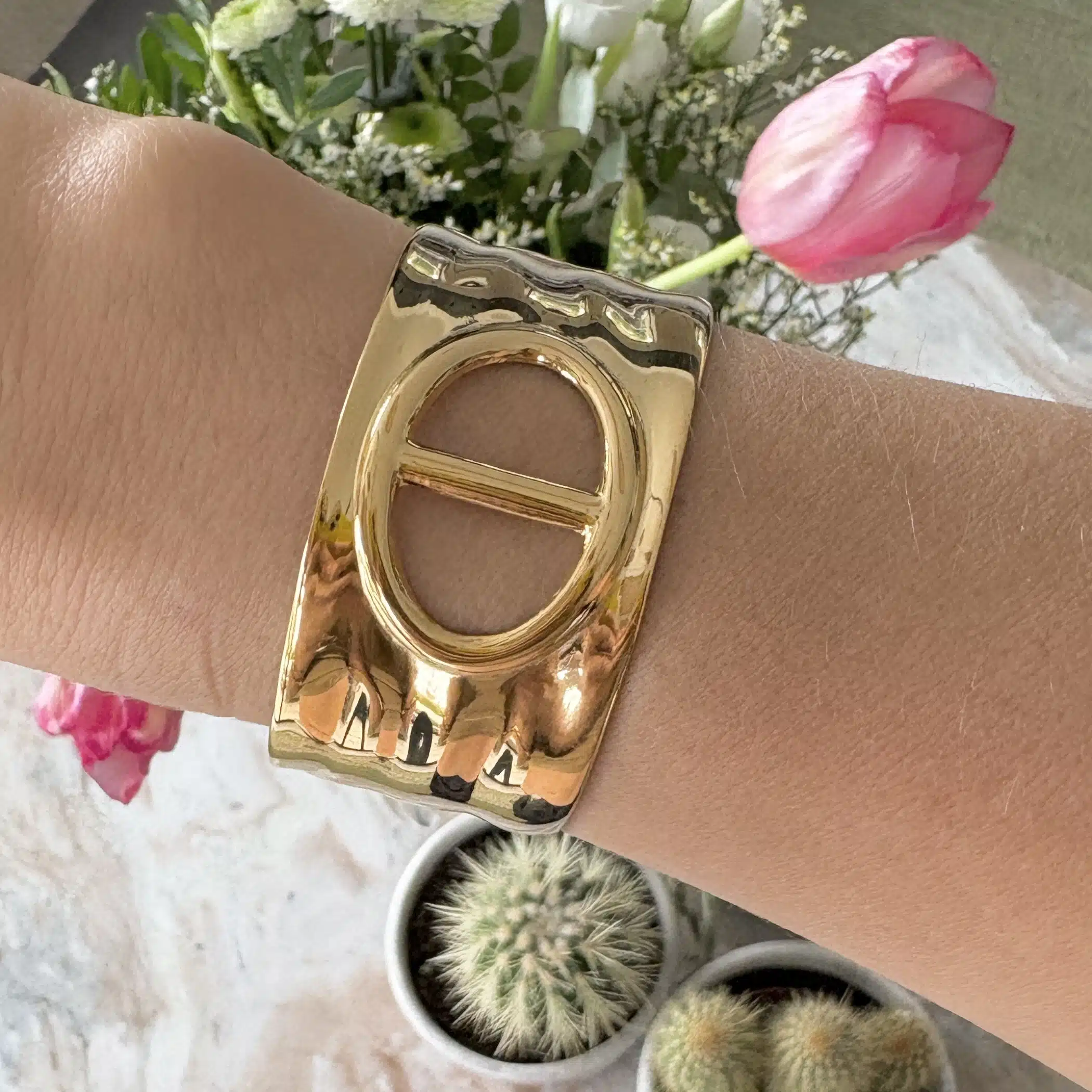 Jonc GRAIN DE CAFÉ – Doré – Image 2