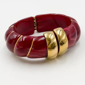 Bracelet CHARLIE – Doré & Framboise