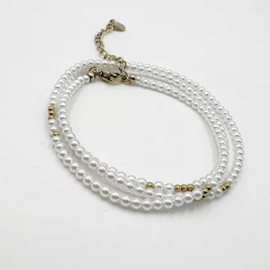 Bracelet trois tours SCINTILLANT – Doré et Perles