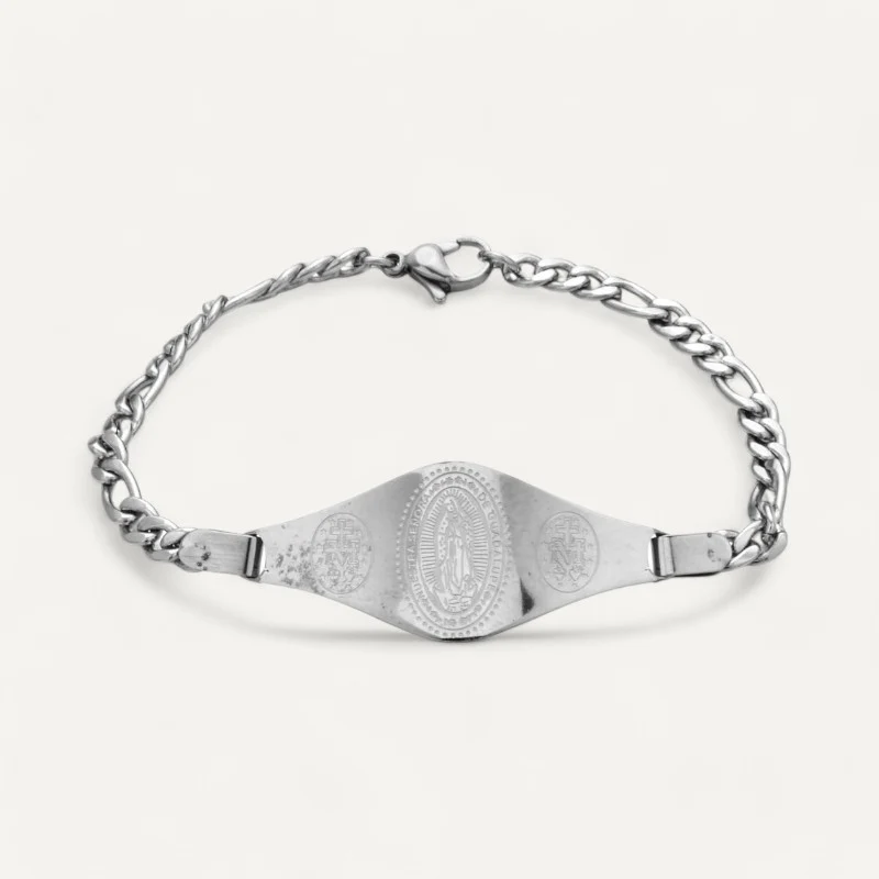 Bracelet Chaîne avec Médaillon Central Gravé – Image 3