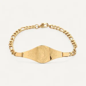 Bracelet Chaîne avec Médaillon Central Gravé