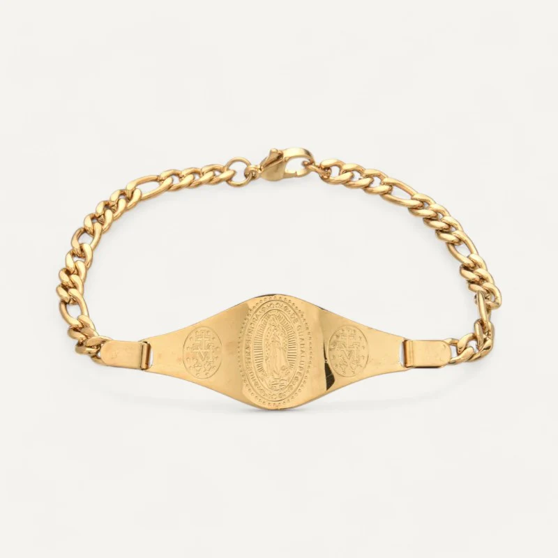 Bracelet Chaîne avec Médaillon Central Gravé