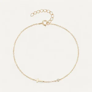 Bracelet Croix Avec Pierre Précieuse