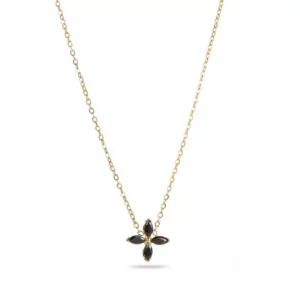 Collier Trèfle fleur – Doré & Noir