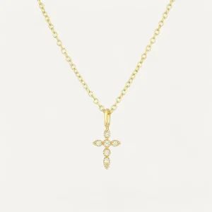 Collier Croix Marquise en Argent Sterling