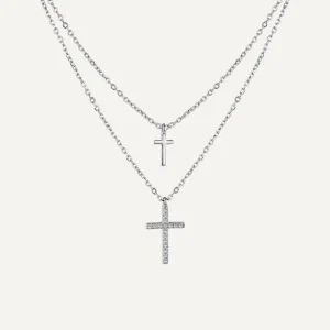 Collier Double Croix en Argent