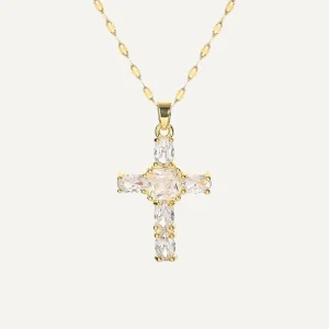 Collier Pendentif Croix avec Zirconiums
