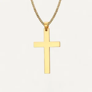 Collier à Chaîne Cubaine avec Pendentif Croix