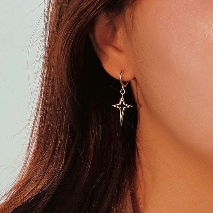 Boucles d'Oreilles Croix Étoile de Bethléem – Image 2