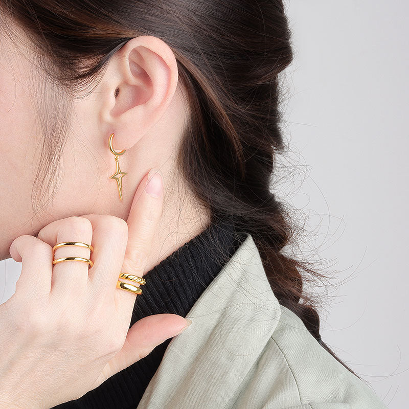 Boucles d'Oreilles Croix Étoile de Bethléem – Image 4