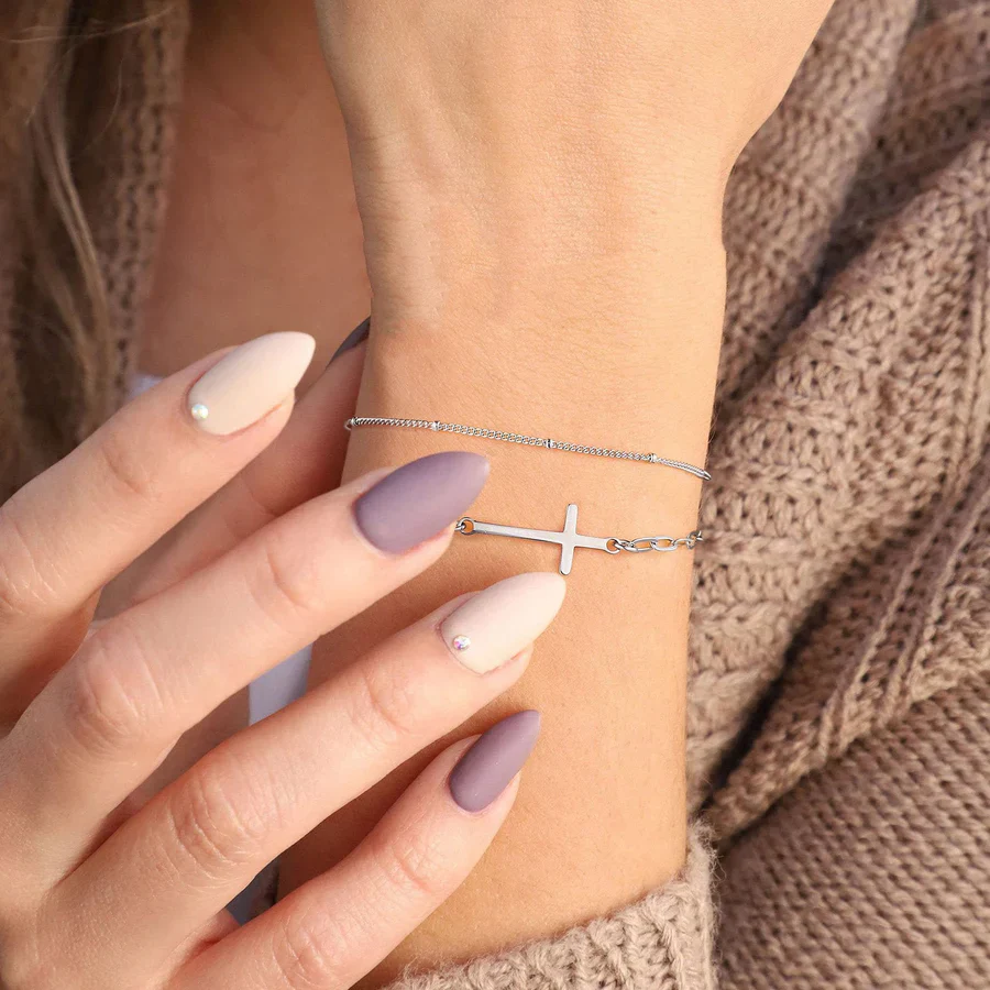 Bracelet Croix Lettre Personnalisé – Image 2