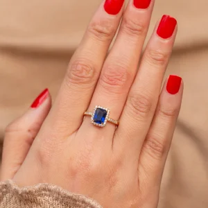 Bague QUEEN - Blue en Plaqué Or