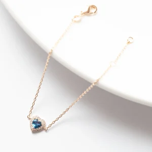 Gourmette En Plaqué Or CN Tendance Bijouxcn. Cœur bleu ❤️❤️❤️