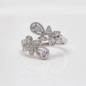 Bague  Argent Rhodié garanti double tiges en amandes soldeargent - 40%