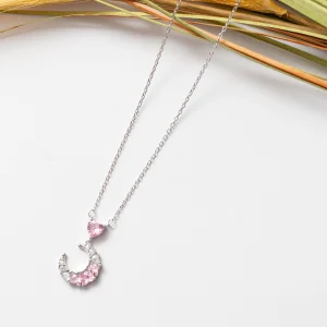 Collier Argent Rhodié tendance avec motif rose