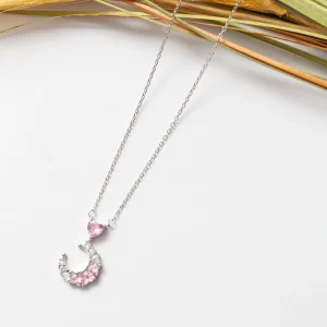 Collier Argent Rhodié tendance avec motif rose