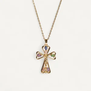 Collier Croix Cœur et Cristaux