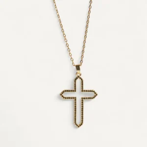 Collier Croix Ajourée Élégance Noire