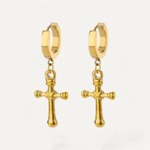 Boucles d'Oreilles Croix Dorées