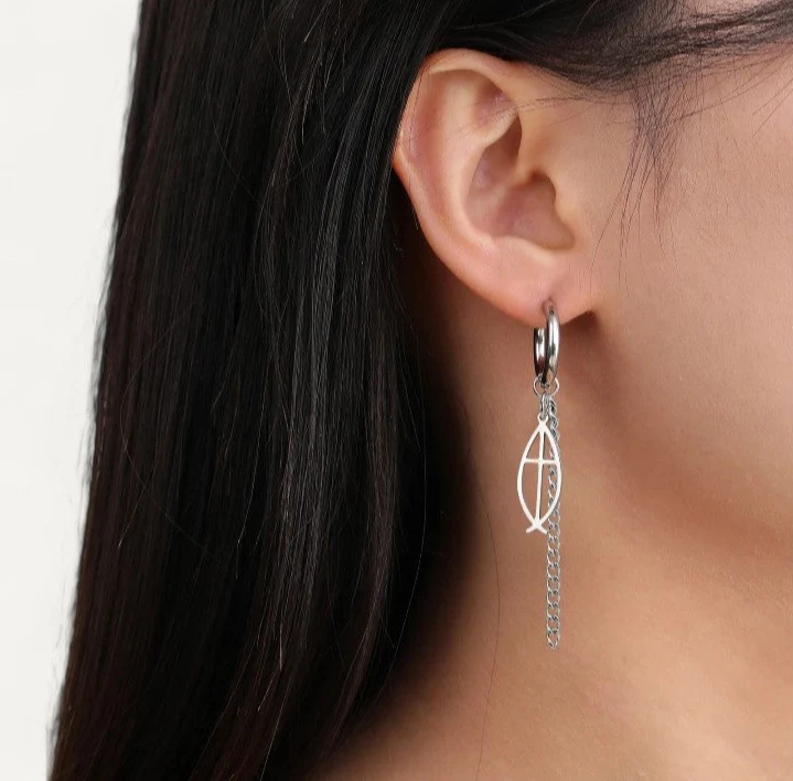 Boucles d'Oreilles Croix de Poisson – Image 4