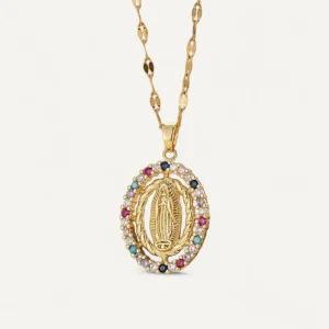 Collier Croix Vierge Marie Doré Classique