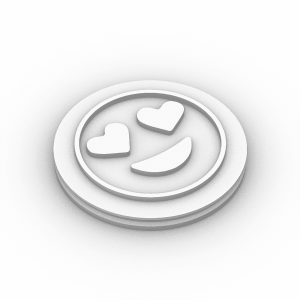 Tampon presse Smiley yeux en coeur ∅60mm