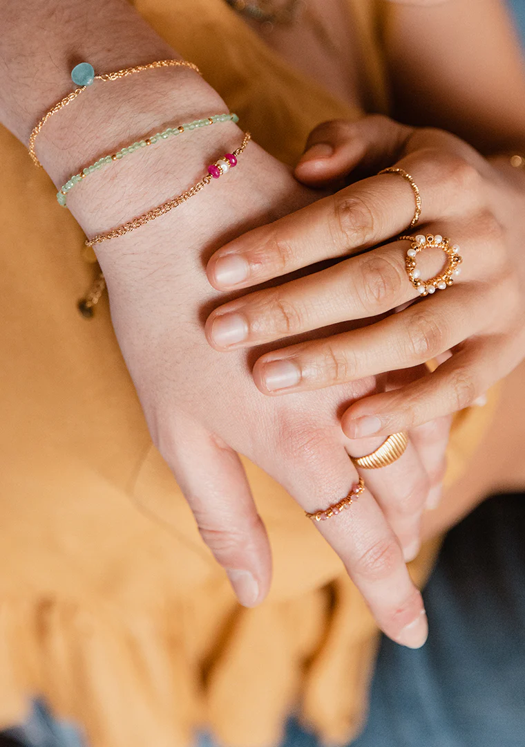 Bracelet Luana - Jade teintée fushia & Perle d’eau douce – Image 2