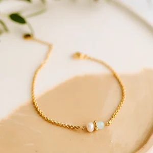 Bracelet Tisha - Aigue-Marine & Perle d’eau douce