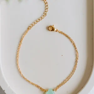 Bracelet Romy - Jade teintée vert clair