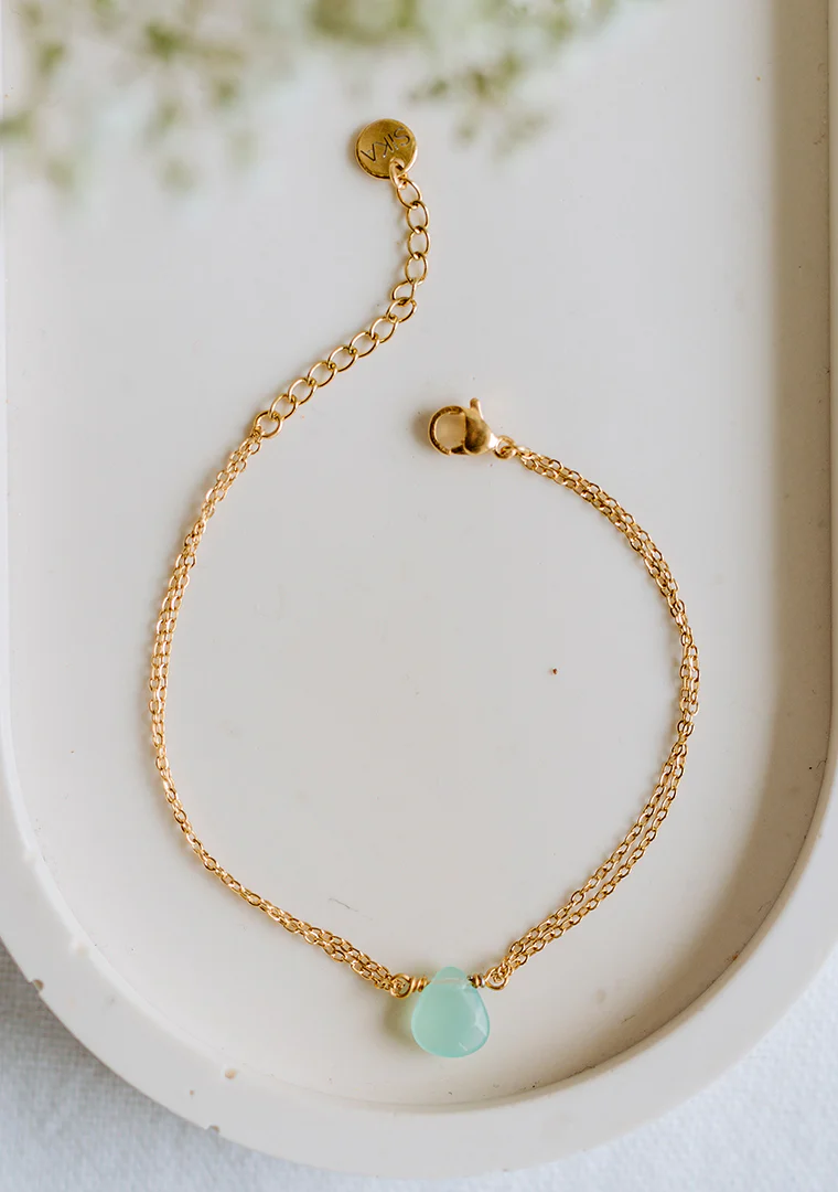 Bracelet Romy - Jade teintée vert clair